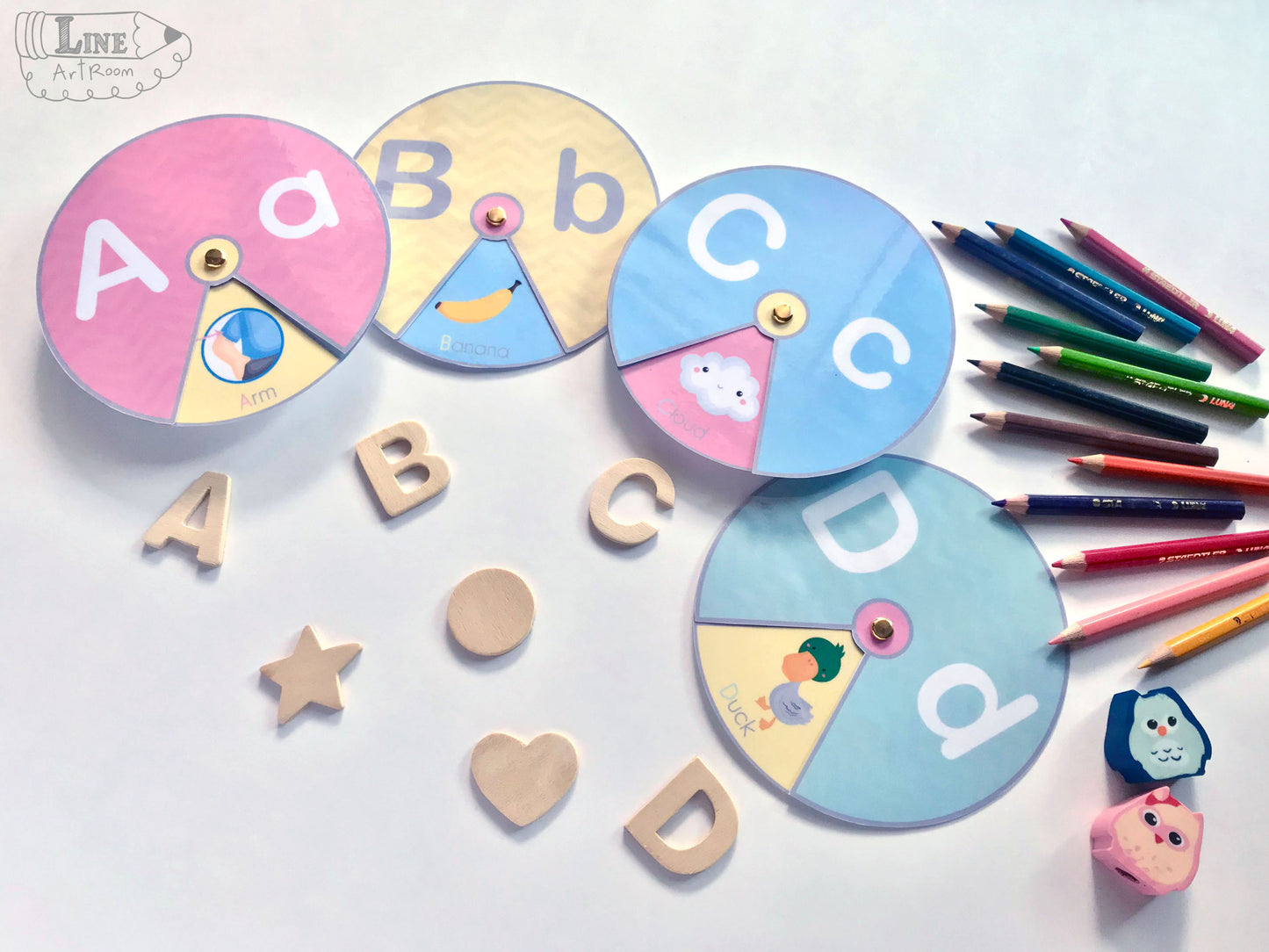 Alphabet Flashcards Spinner from A to D