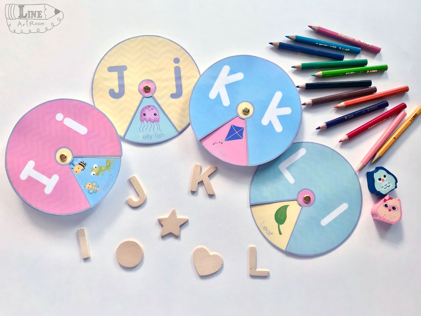 Alphabet Flashcards Spinner from I to L