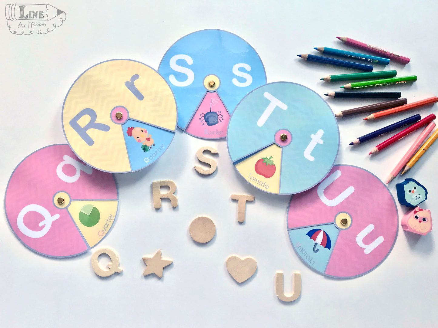 Alphabet Flashcards Spinner from Q to U