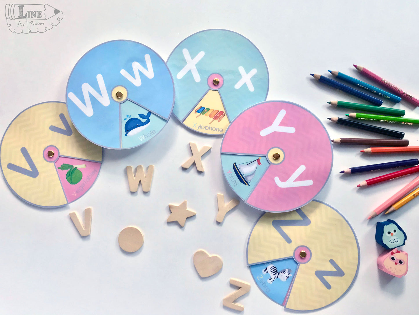Alphabet Flashcards Spinner from V to Z