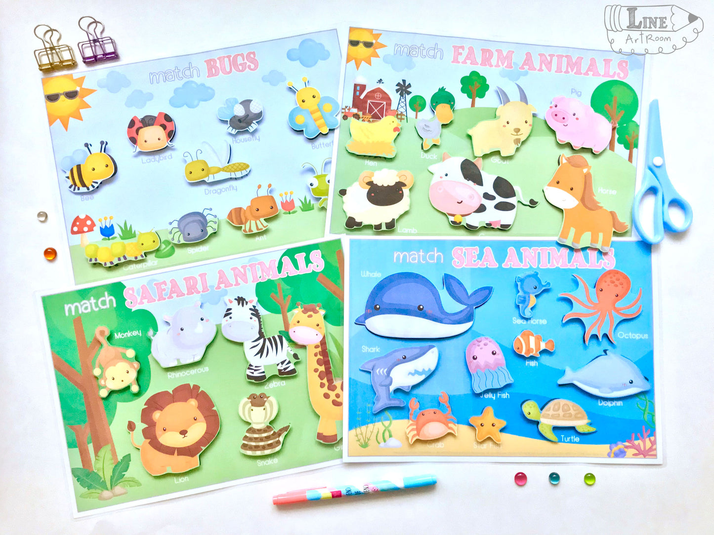 Animals Matching Bundle Top Angle Overview