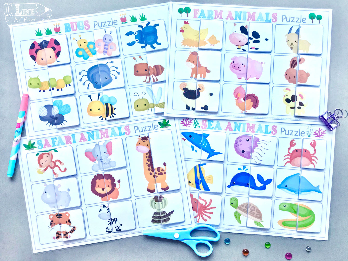 Animals Puzzle Bundle Top Angle Overview