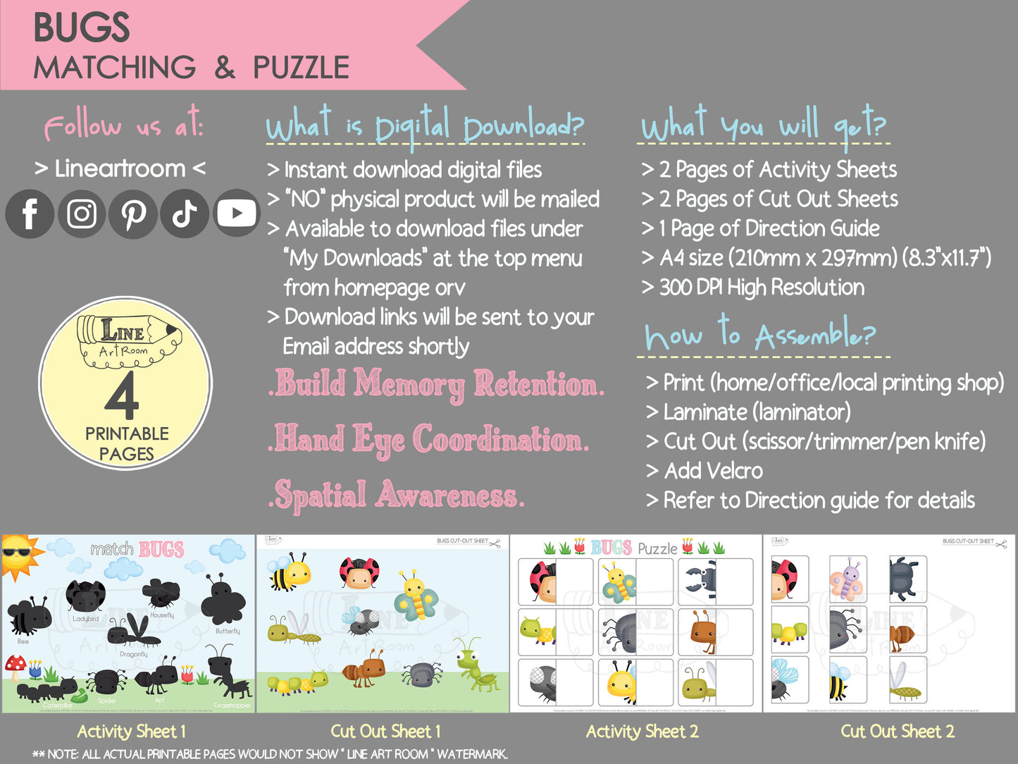 Bugs Matching & Puzzle Product Information