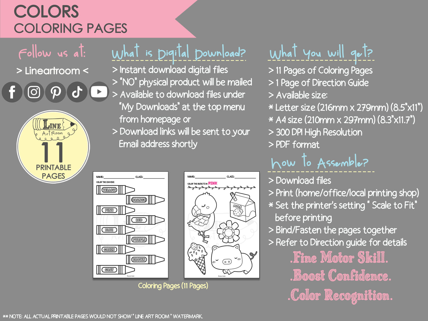 Colors Coloring Pages Product Information