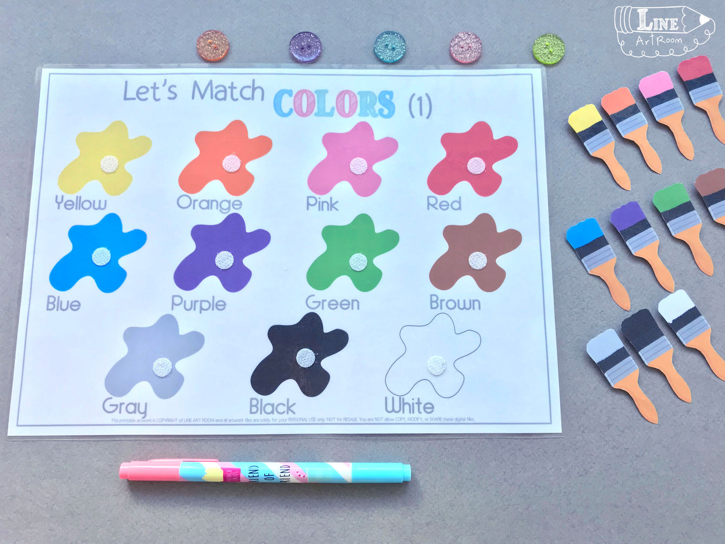 Colors Activities Paint Brushes Activity Sheet