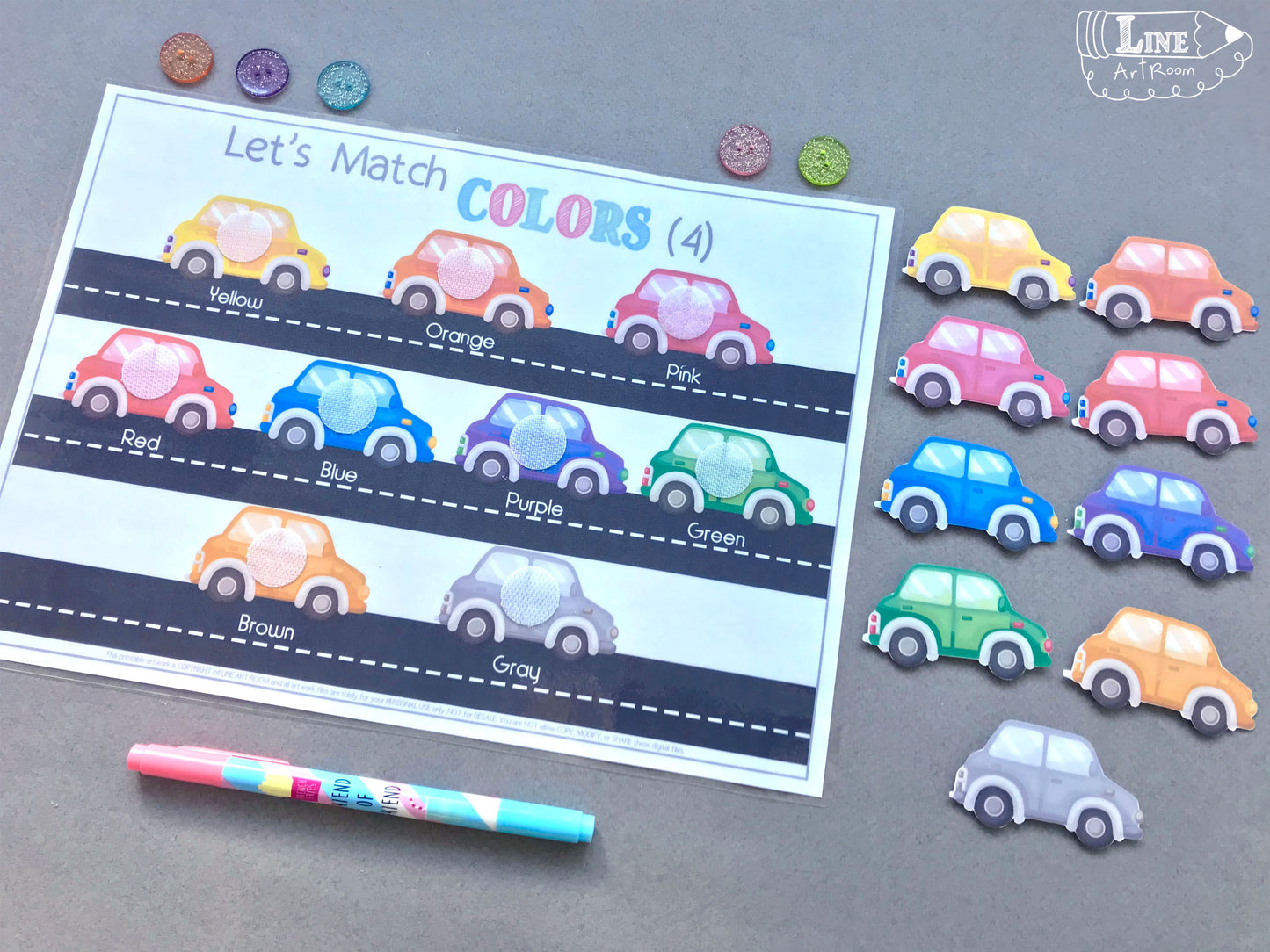Colors Activities Cars Activity Sheet