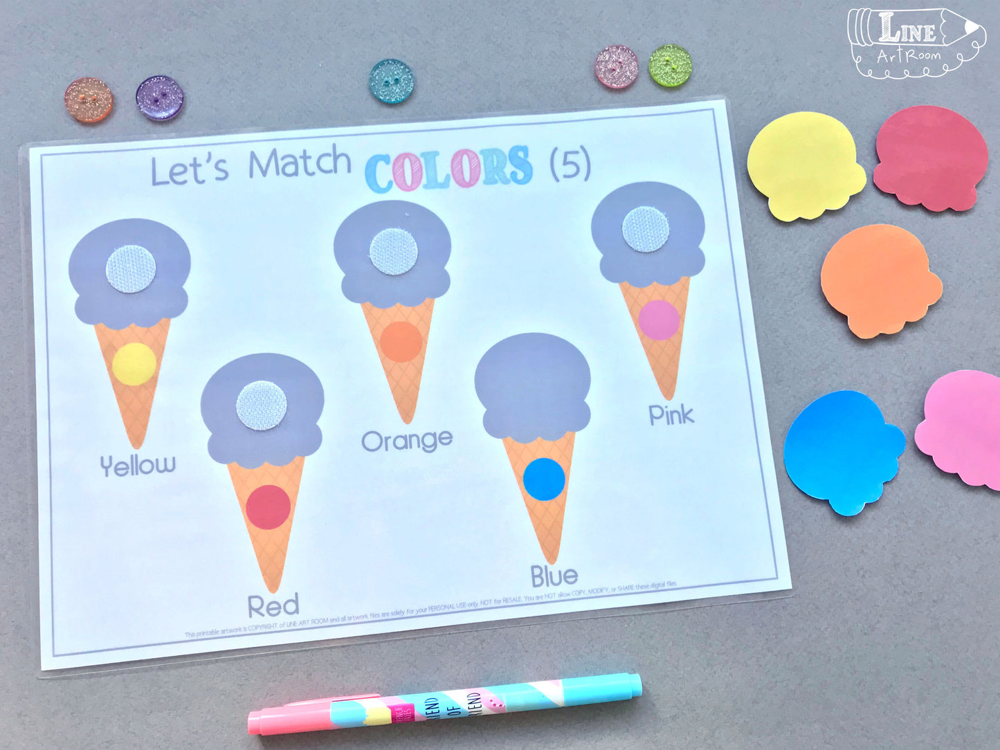 Colors Activities Ice Creams Activity Sheet 1