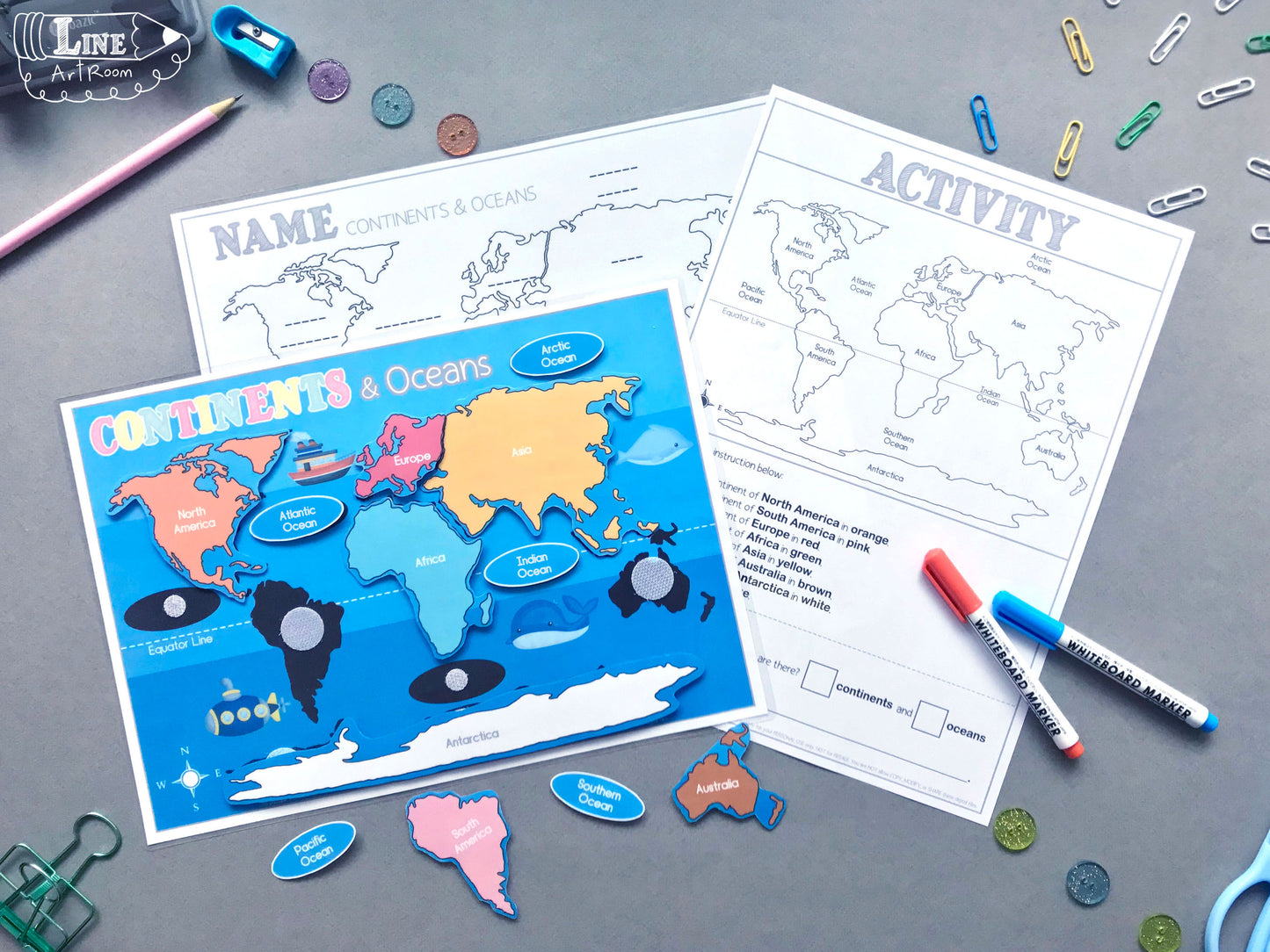 Continents Oceans Activities Top Angle Overview