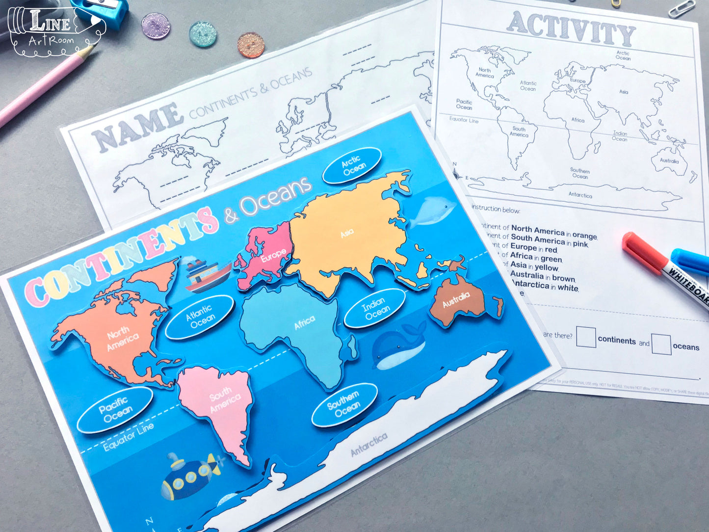 Continents Oceans Activities Detail