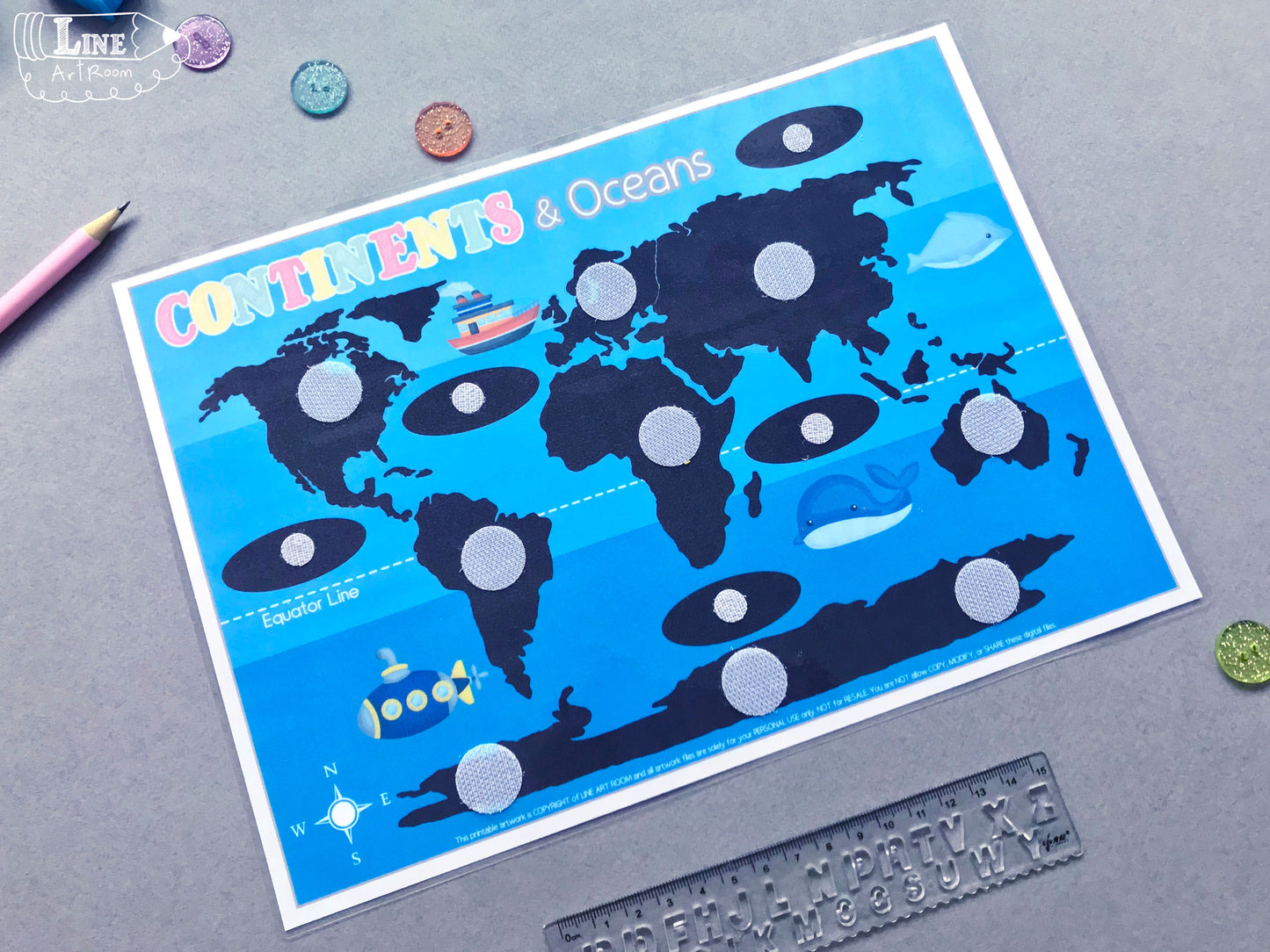 Continents Oceans Activities Matching Activity Sheet