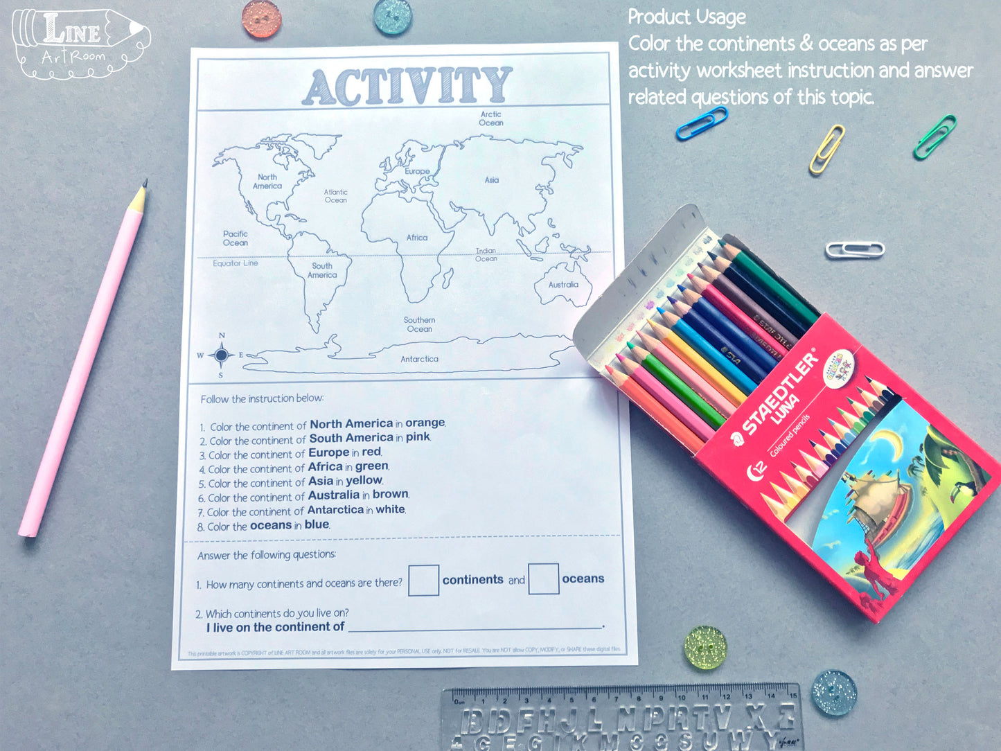 Continents Oceans Activities Product Usage Activity Worksheet
