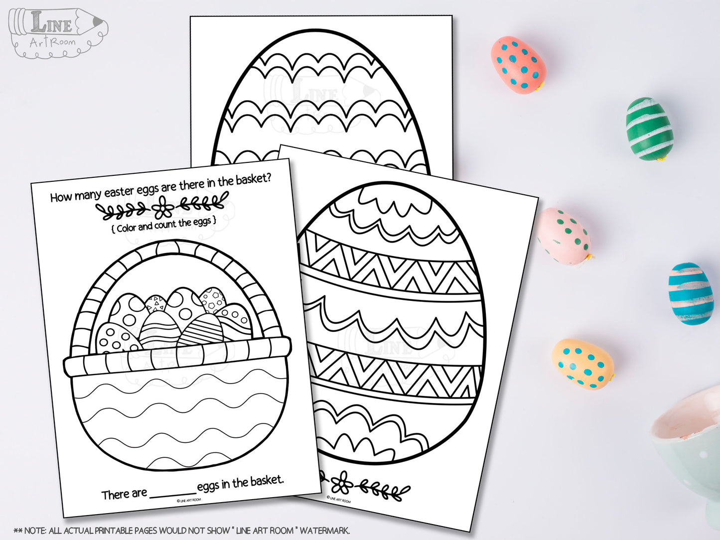 Easter Eggs Coloring Pages Mockup