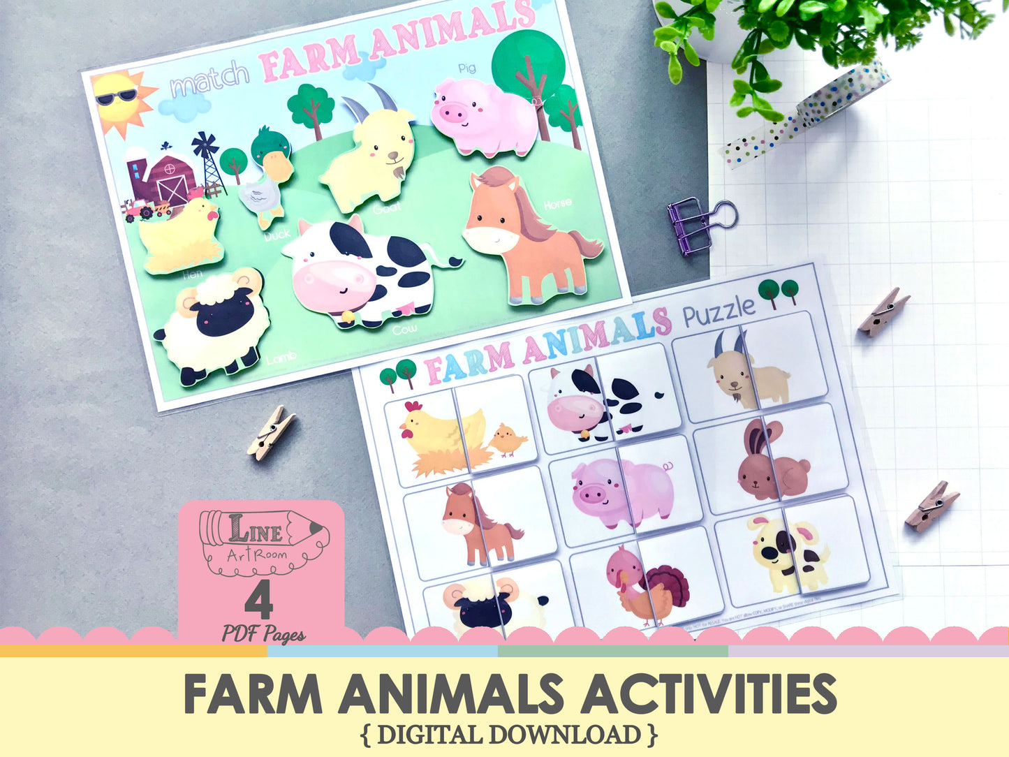 Farm Animals Matching & Puzzle Top Overview