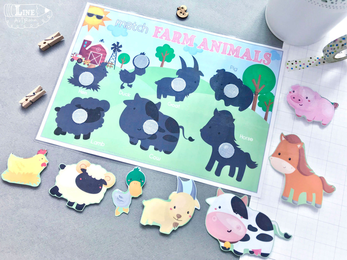 Farm Animals Matching & Puzzle Activity 1