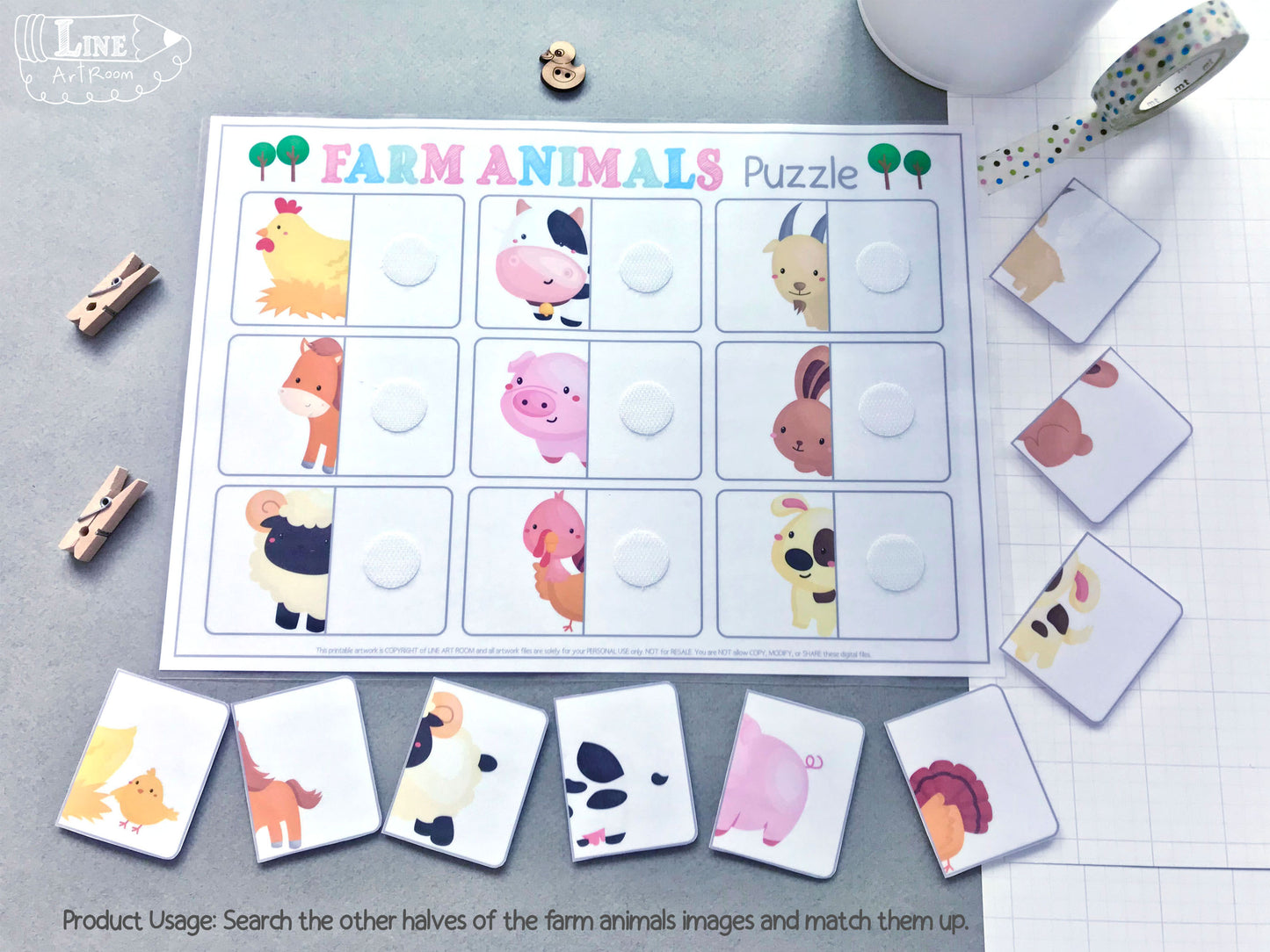 Farm Animals Matching & Puzzle Activity 2