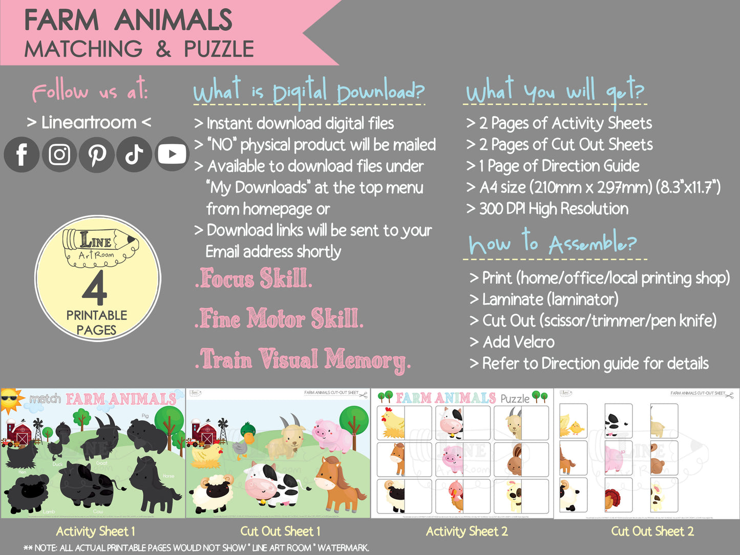 Farm Animals Matching & Puzzle Product Information
