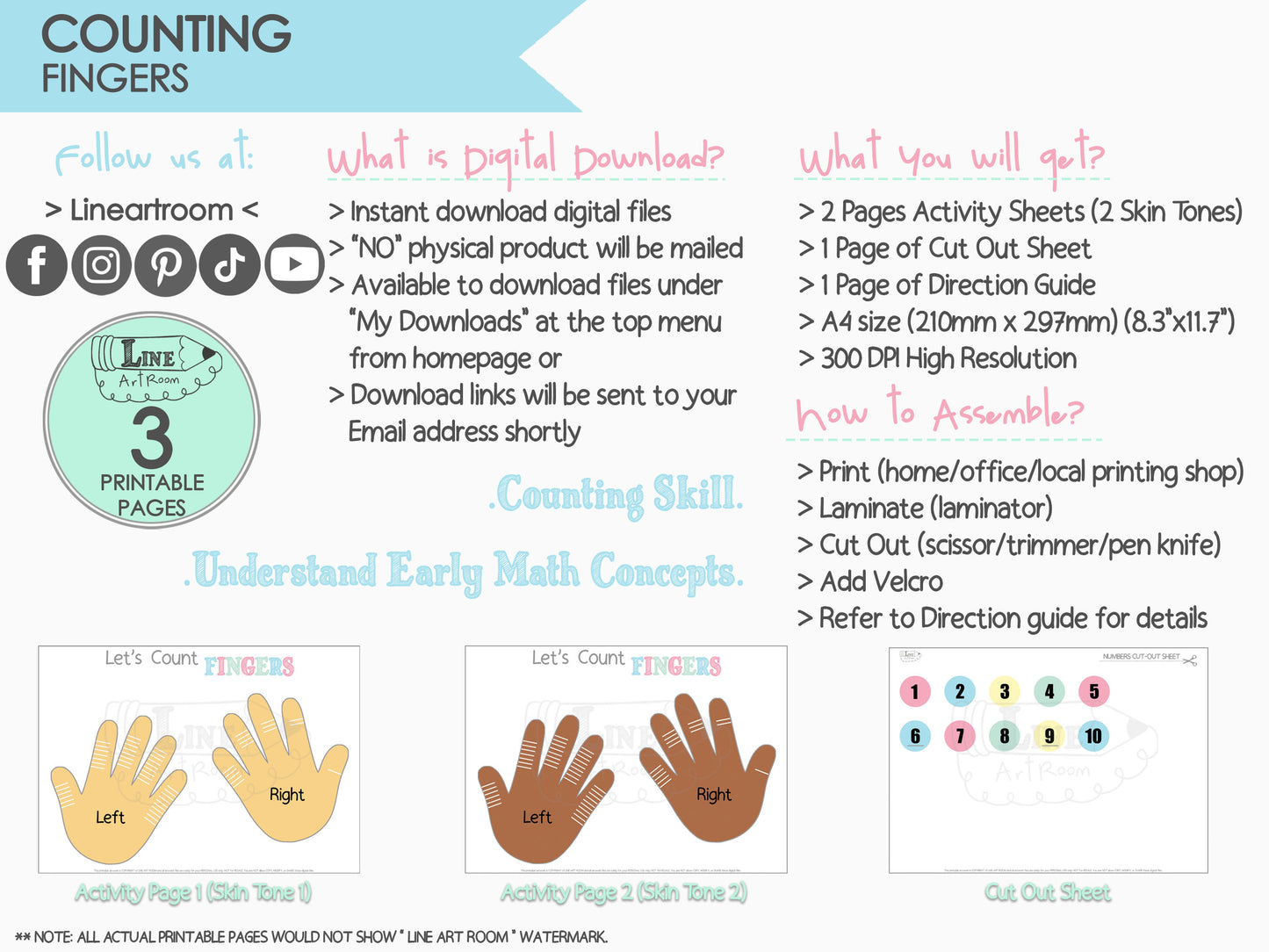 Finger Counting Activities Product Information
