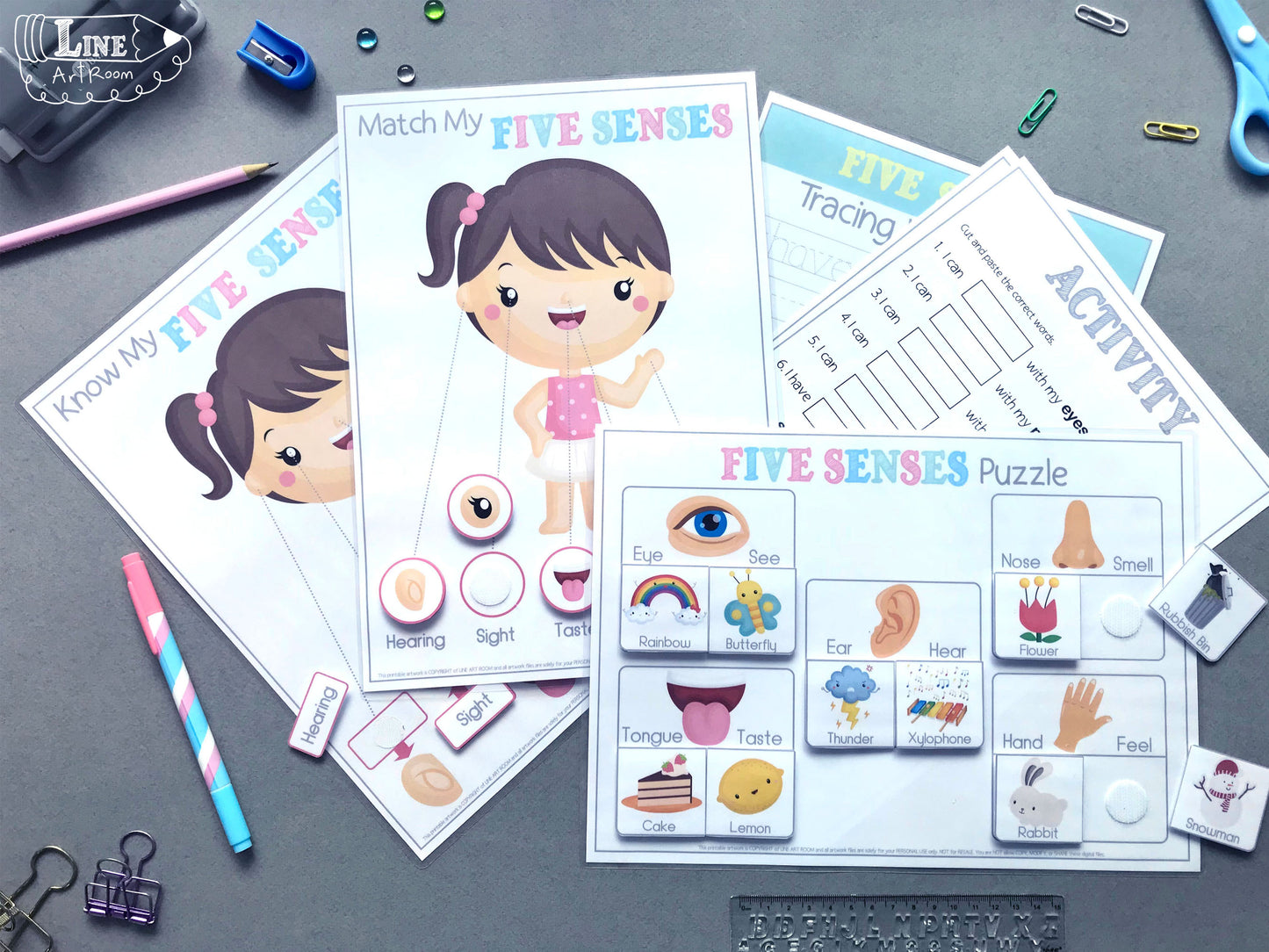 Five Senses Printable Top Angle Overview