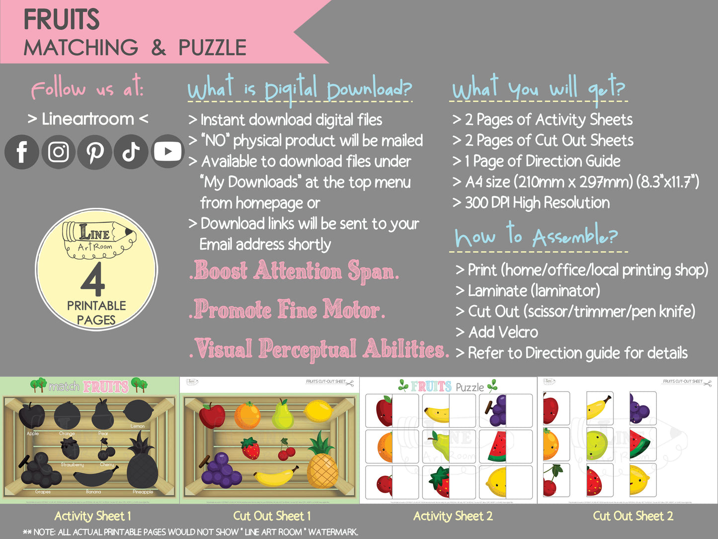 Fruits Matching & Puzzle Product Information