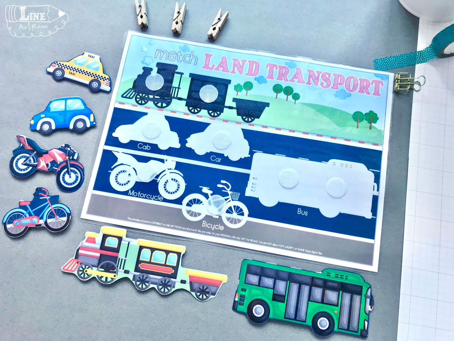 Land Transport Matching & Puzzle Activity 1