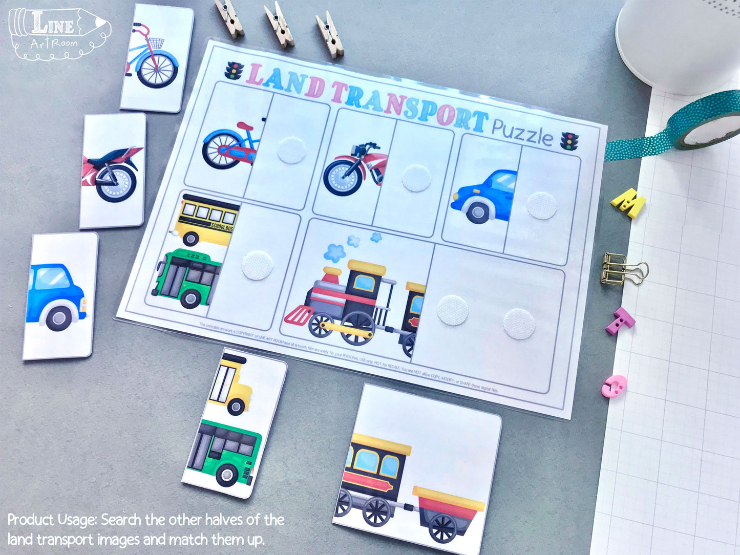 Land Transport Matching & Puzzle Activity 2
