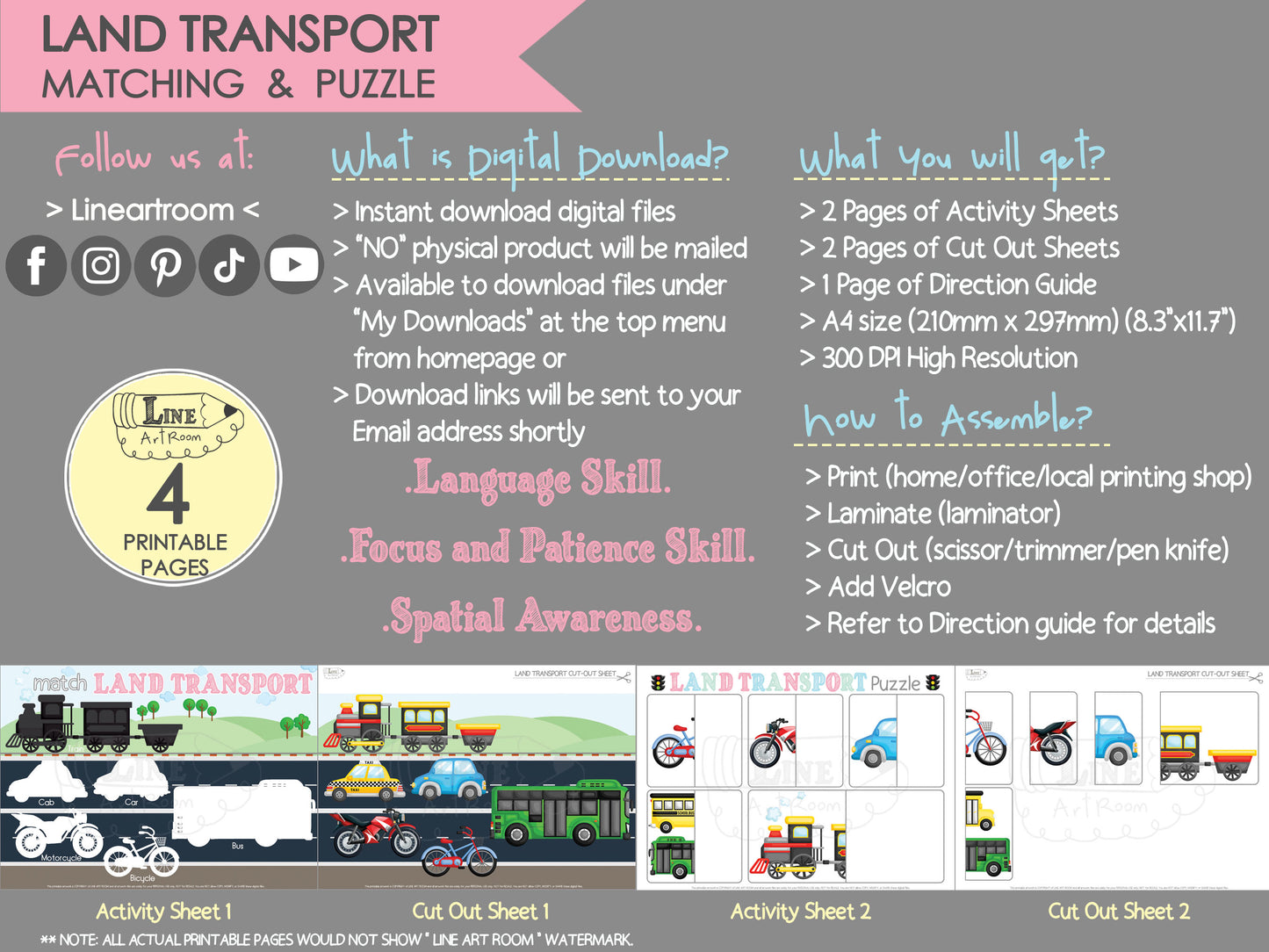 Land Transport Matching & Puzzle Product Information