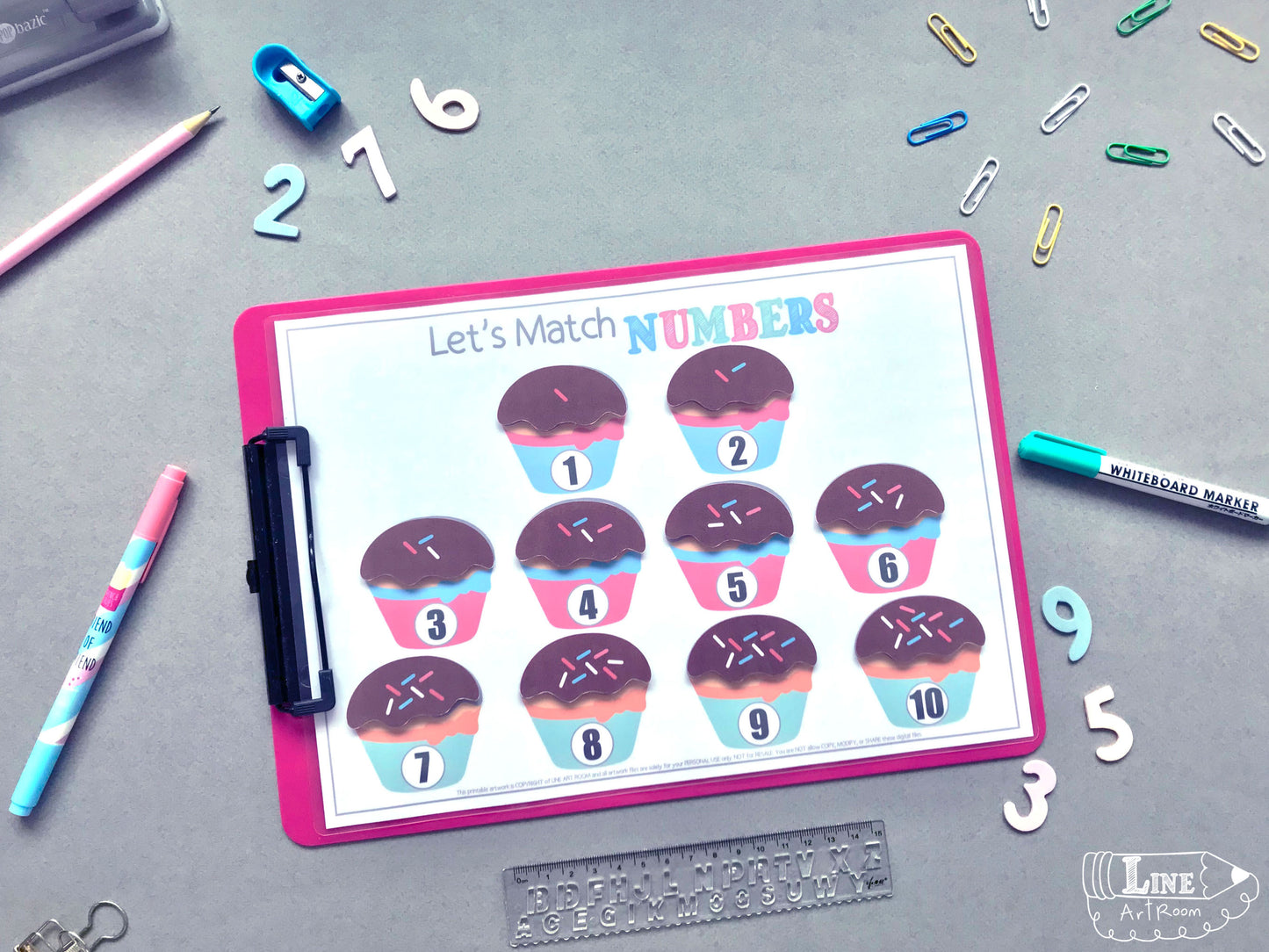 Match Cupcakes Numbers Top Angle Overview