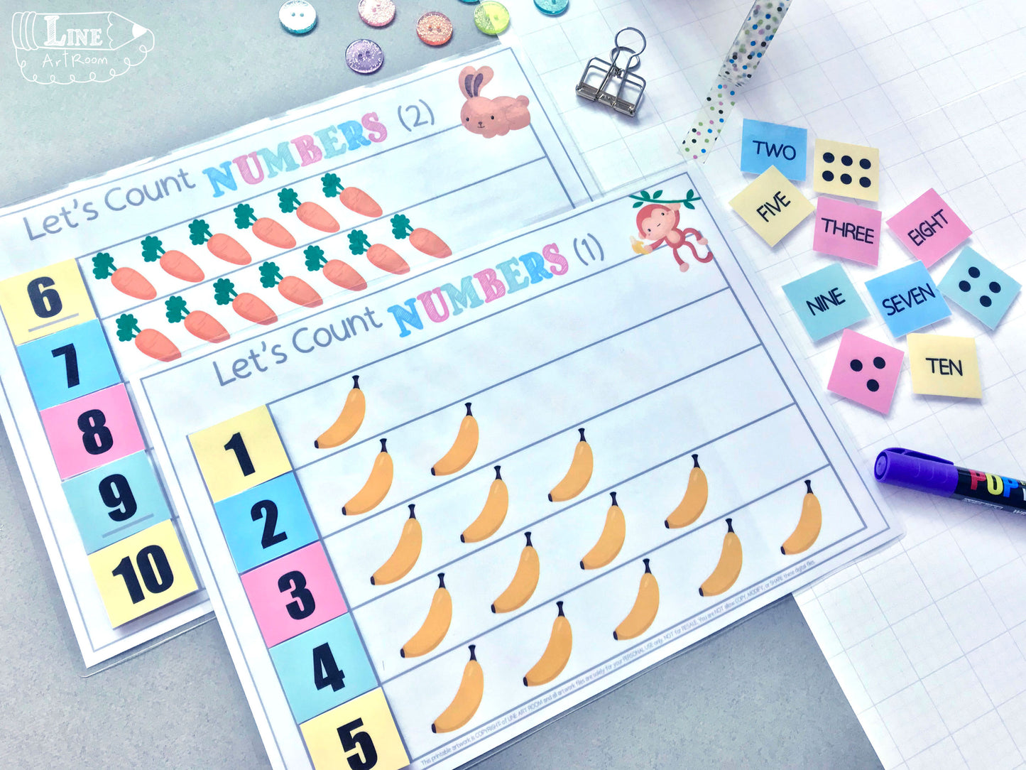 Numbers Counting Top Angle Overview 2