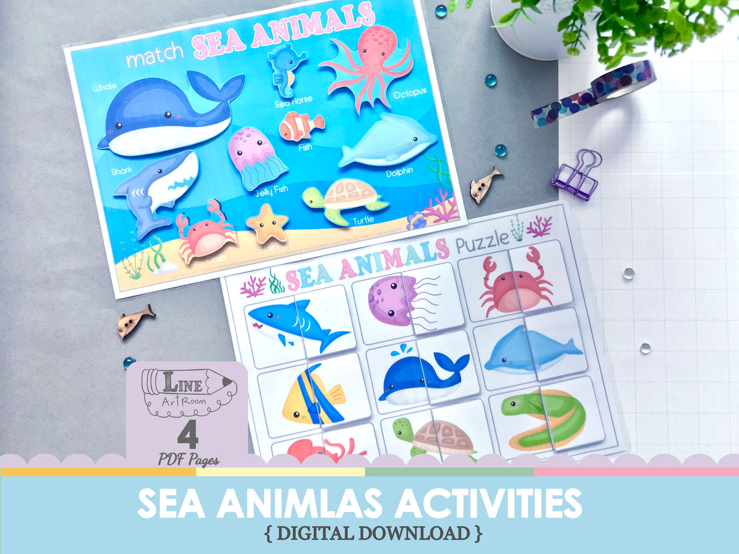 Sea Animals Matching & Puzzle Top Overview