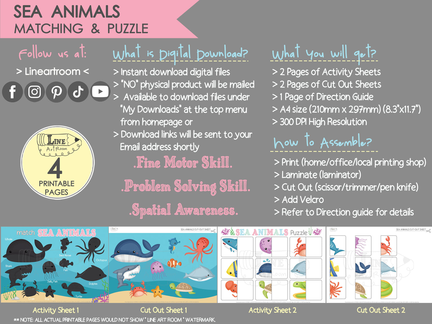 Sea Animals Matching & Puzzle Product Information