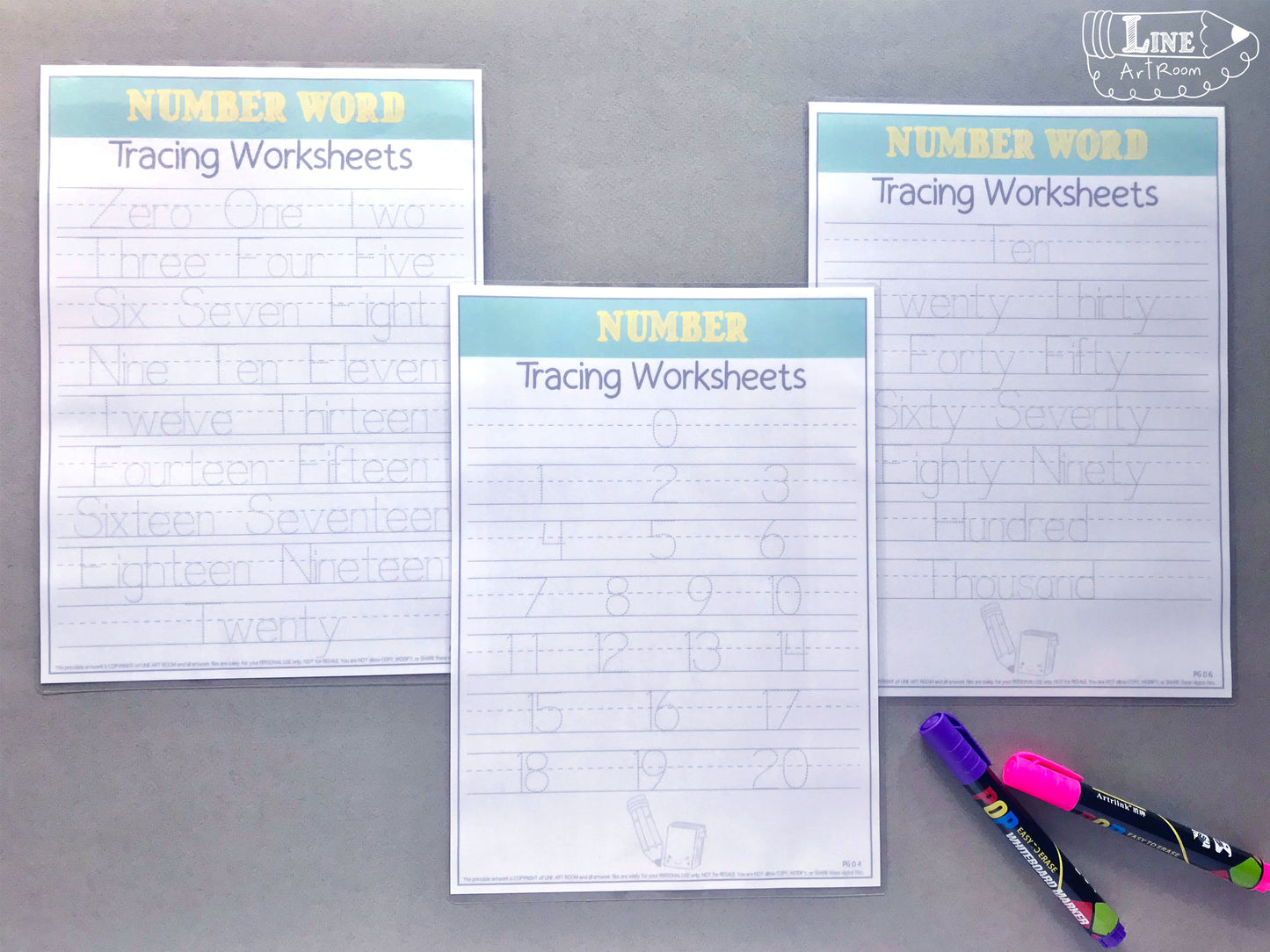 Tracing Worksheets, Number & Number Word
