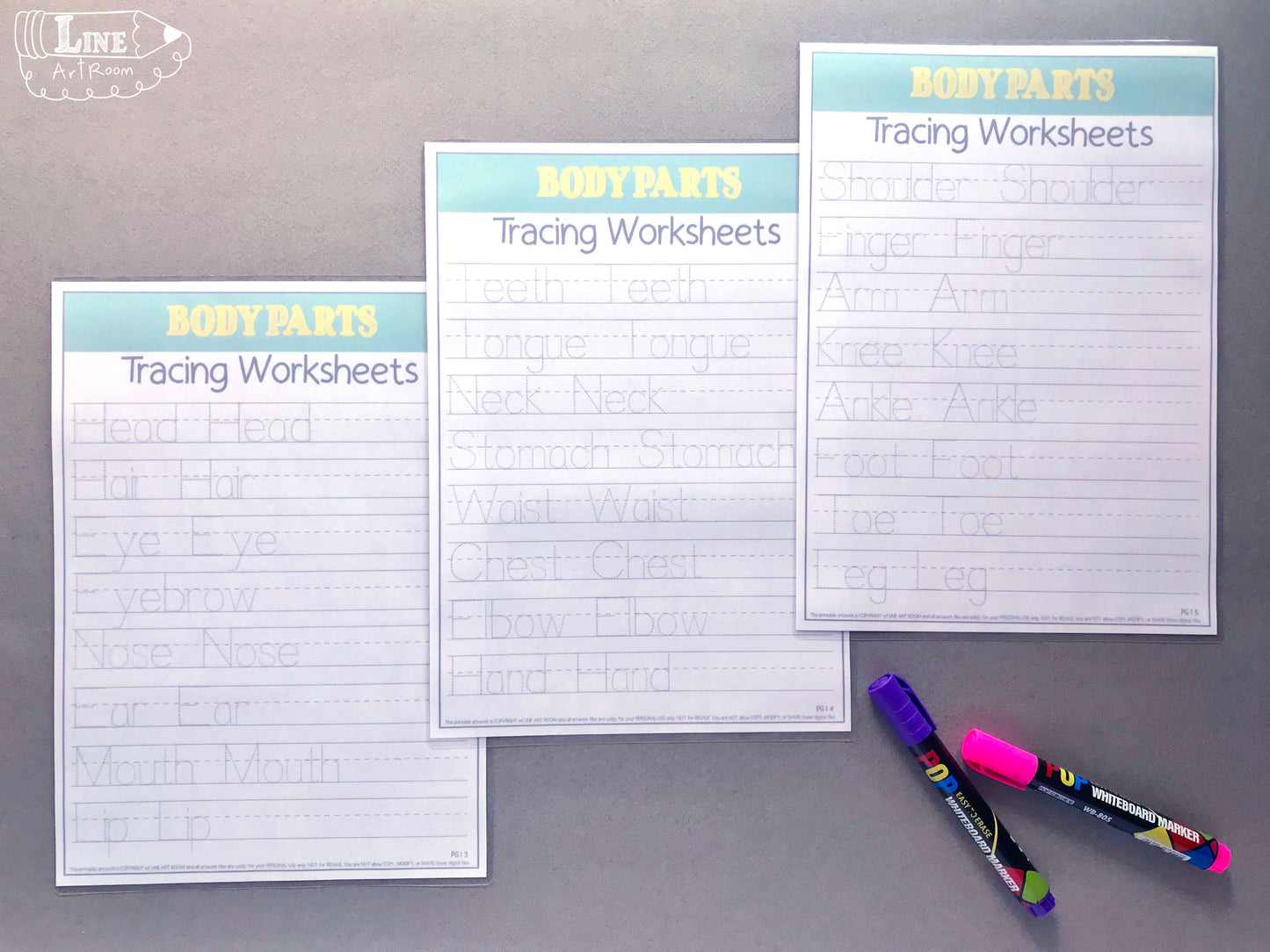 Tracing Worksheets, Body Parts