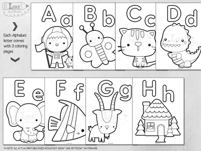 Alphabet Coloring Pages from A to H
