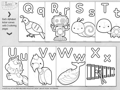 Alphabet Coloring Pages from Q to X