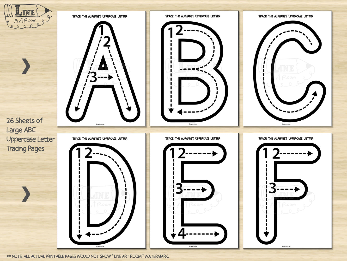 Alphabet Uppercase Tracing BW Activity 1