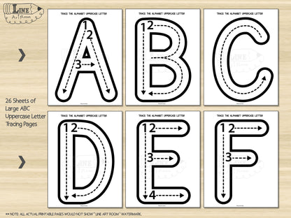 Alphabet Uppercase Tracing BW Activity 1