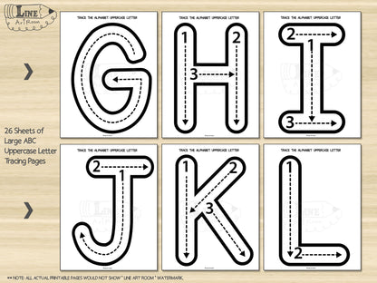 Alphabet Uppercase Tracing BW Activity 2