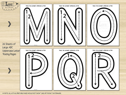 Alphabet Uppercase Tracing BW Activity 3