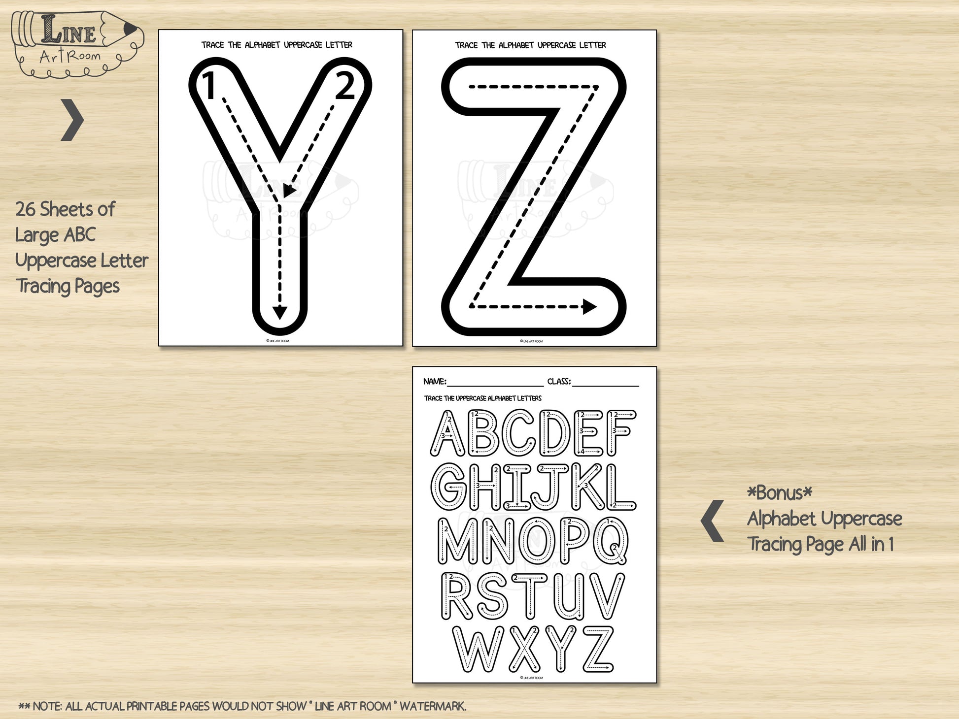 Alphabet Uppercase Tracing BW Activity 5