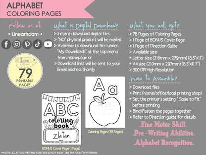 Alphabet Coloring Pages Product Information