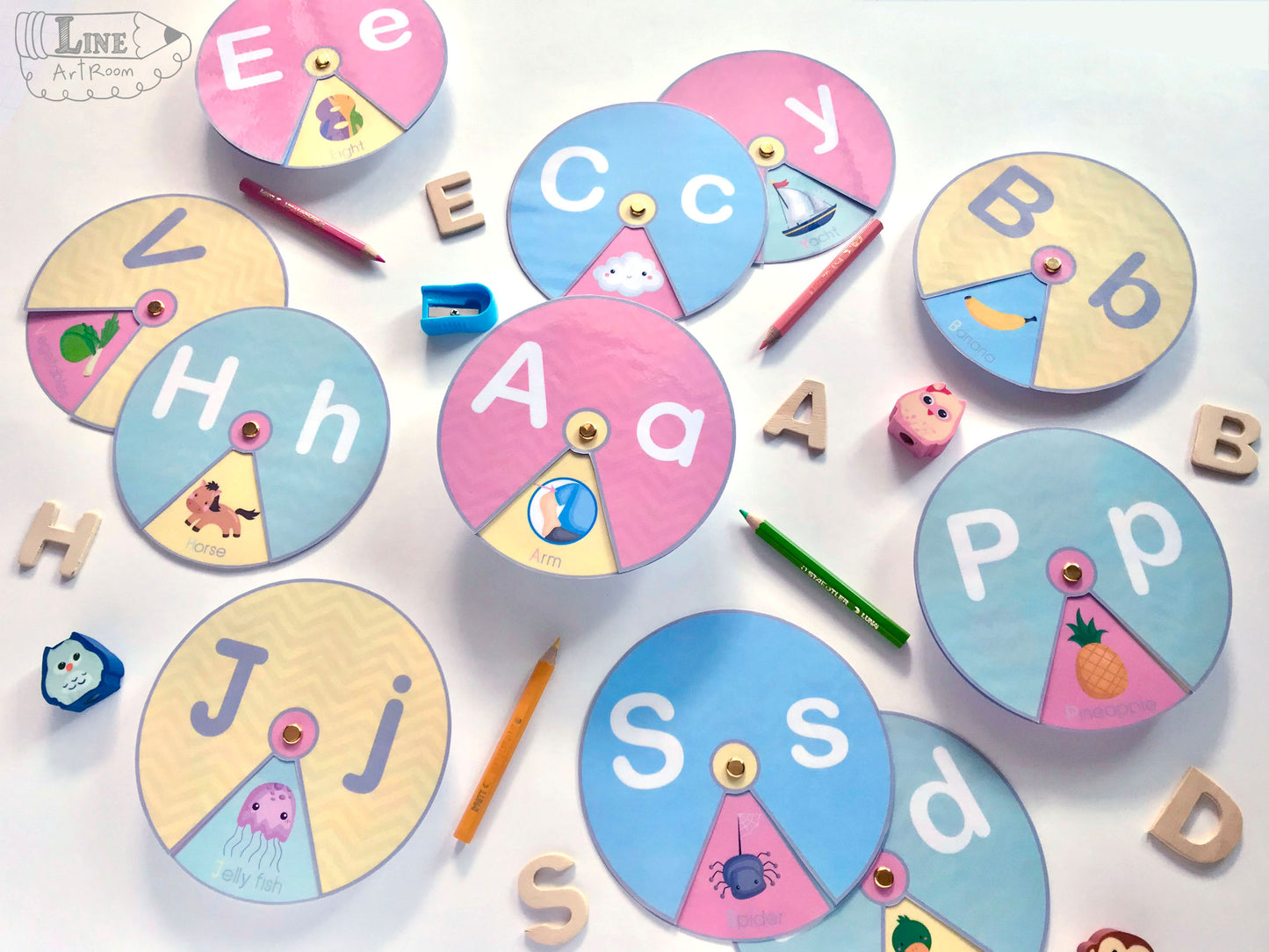 Alphabet Flashcards Spinner Top Angle Overview