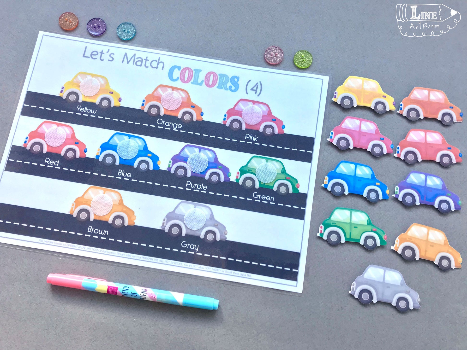 Colors Activities Cars Activity Sheet