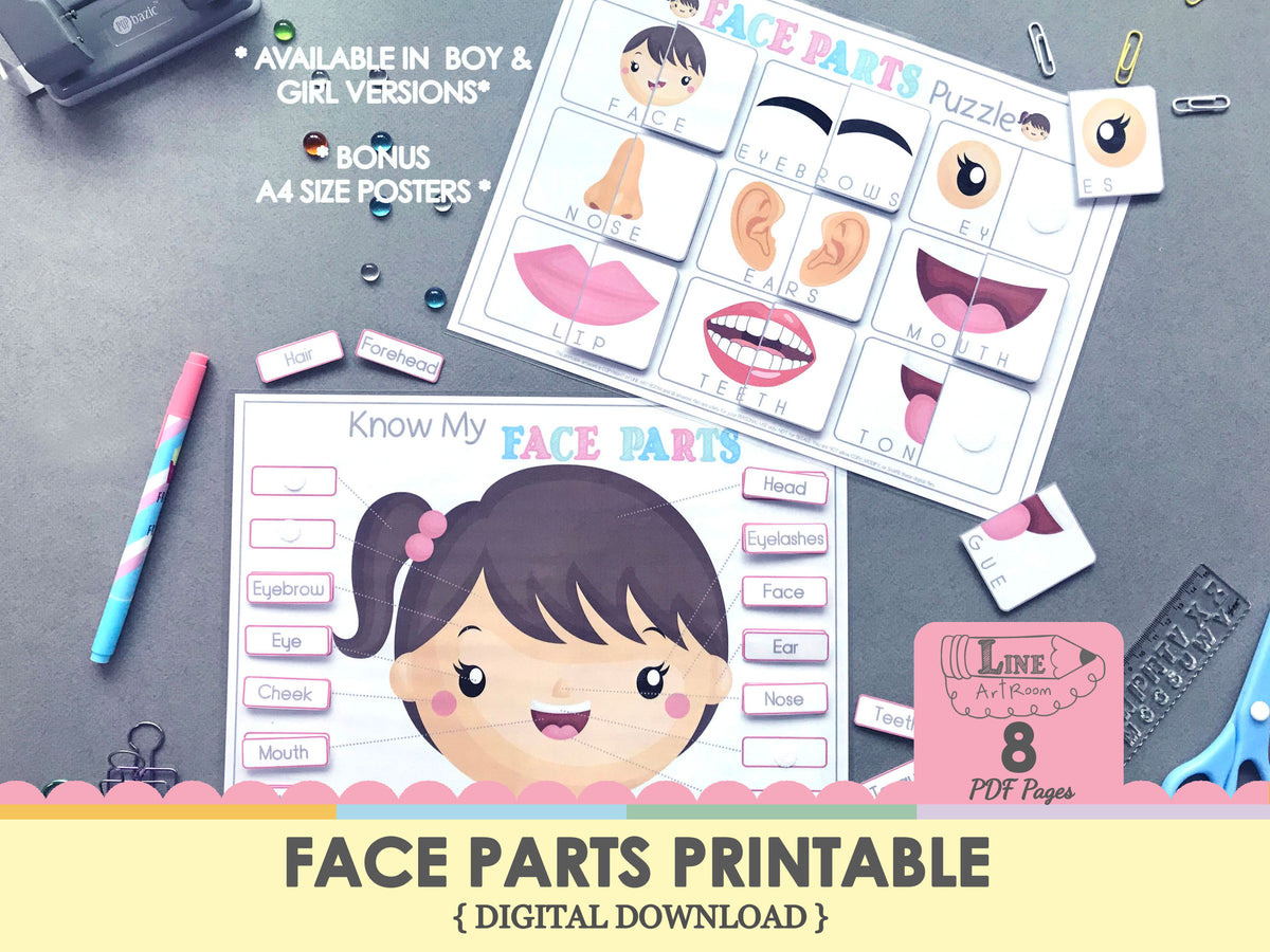 Preschool Face Parts Printable Activities for Kids to Boost Skills ...