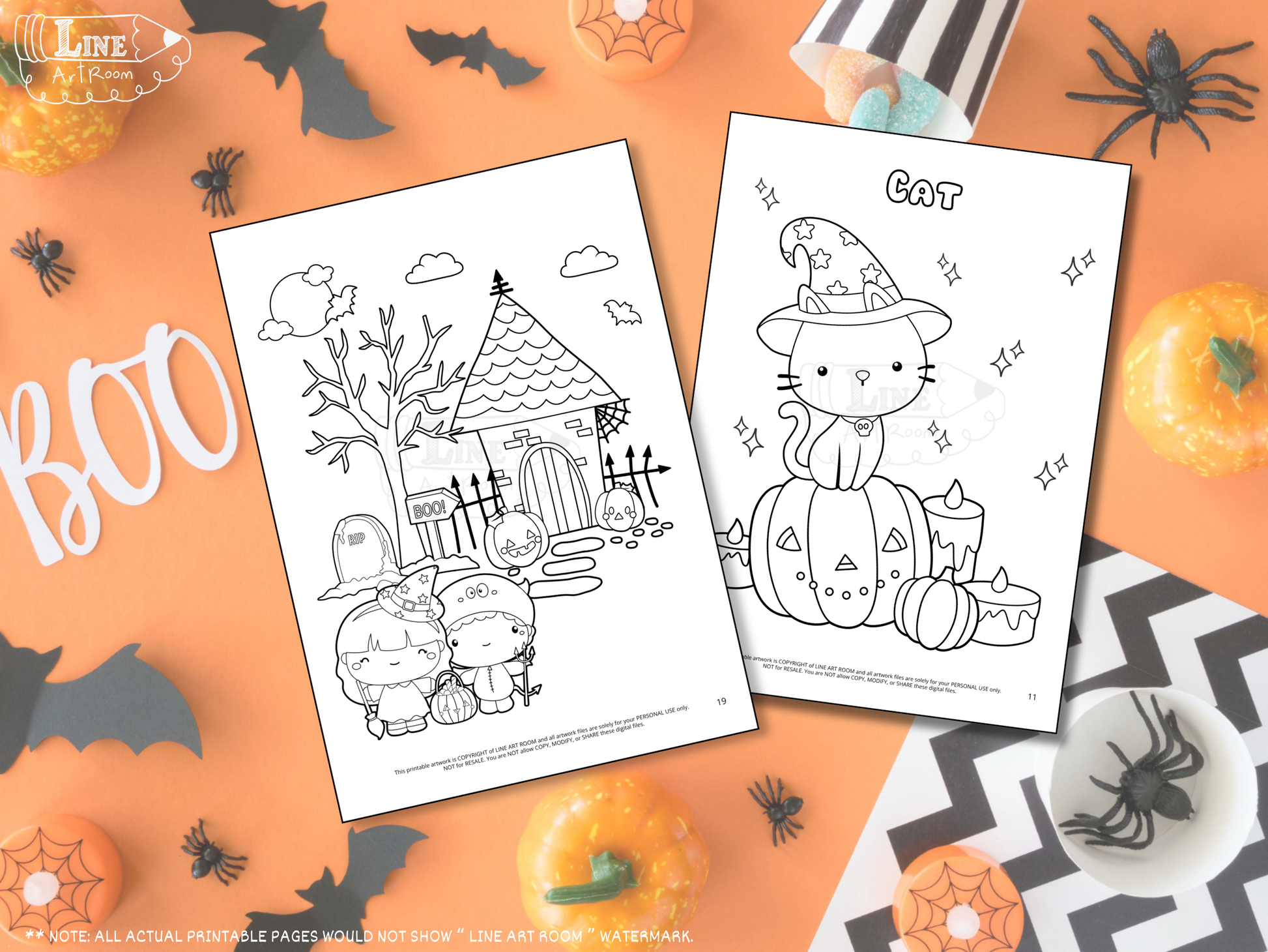 Halloween Coloring Pages Mock Up