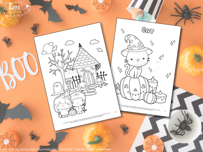 Halloween Coloring Pages Mock Up