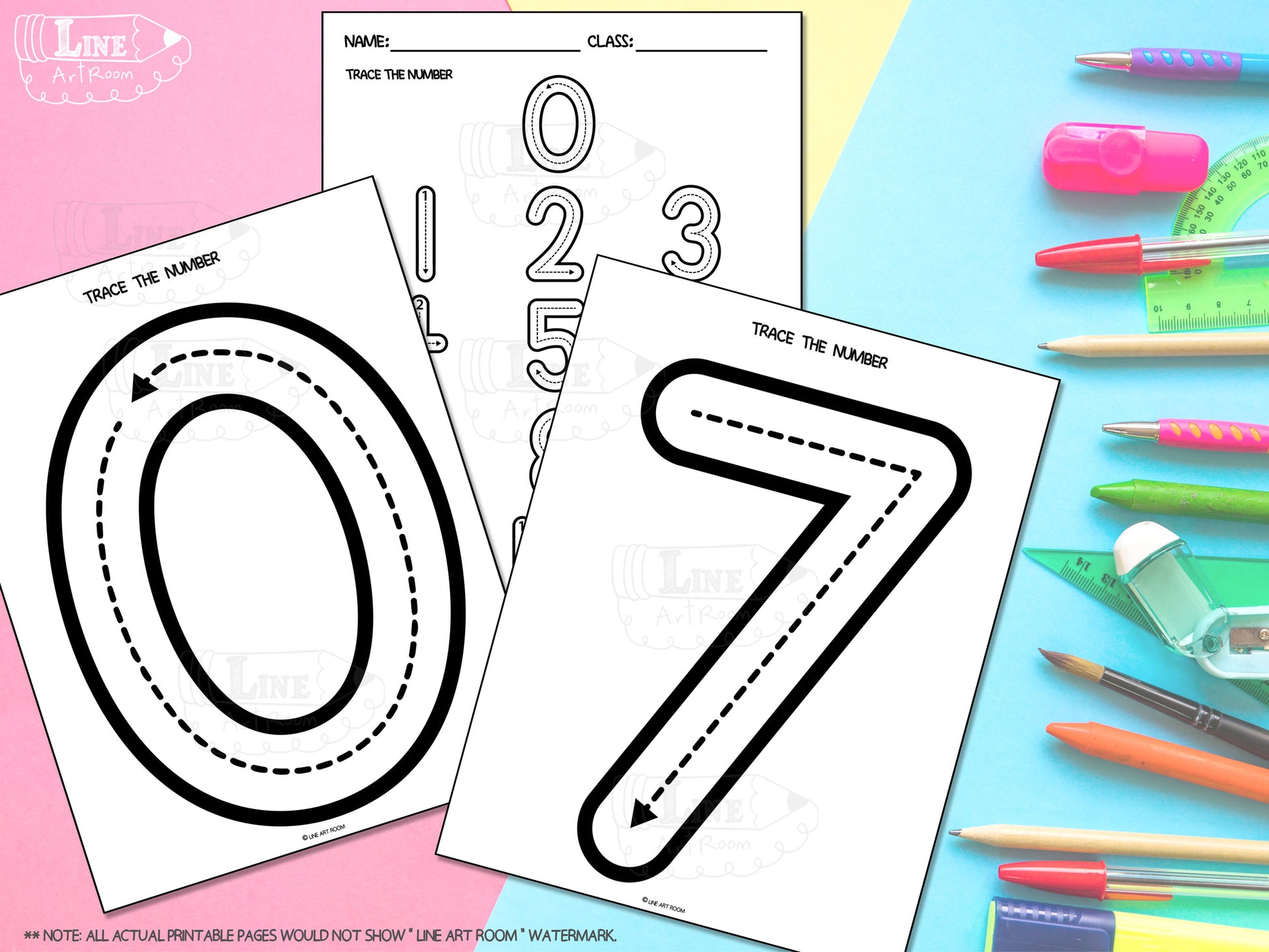 Number Tracing BW Mockup