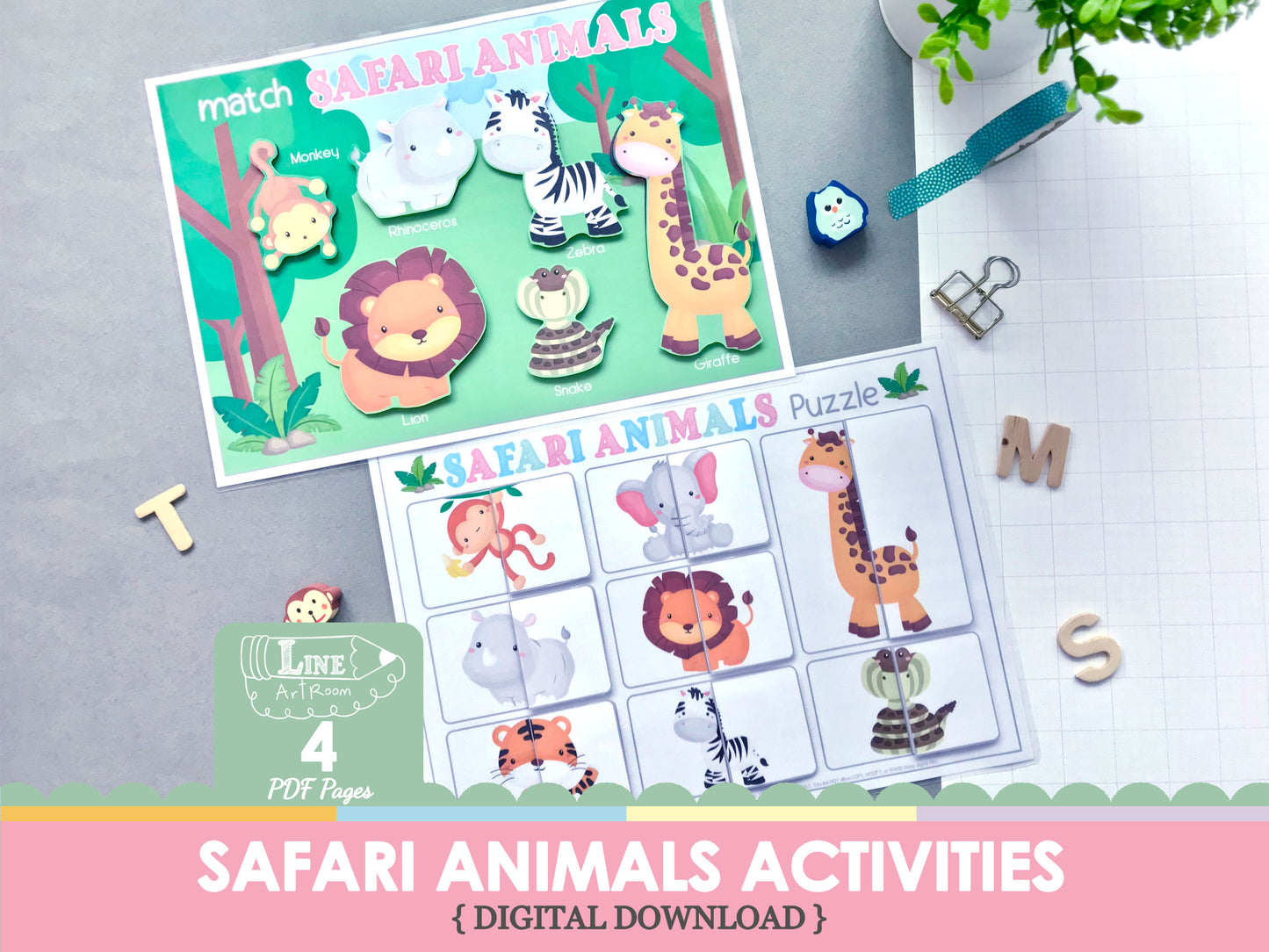 Safari Animals Matching & Puzzle Top Overview
