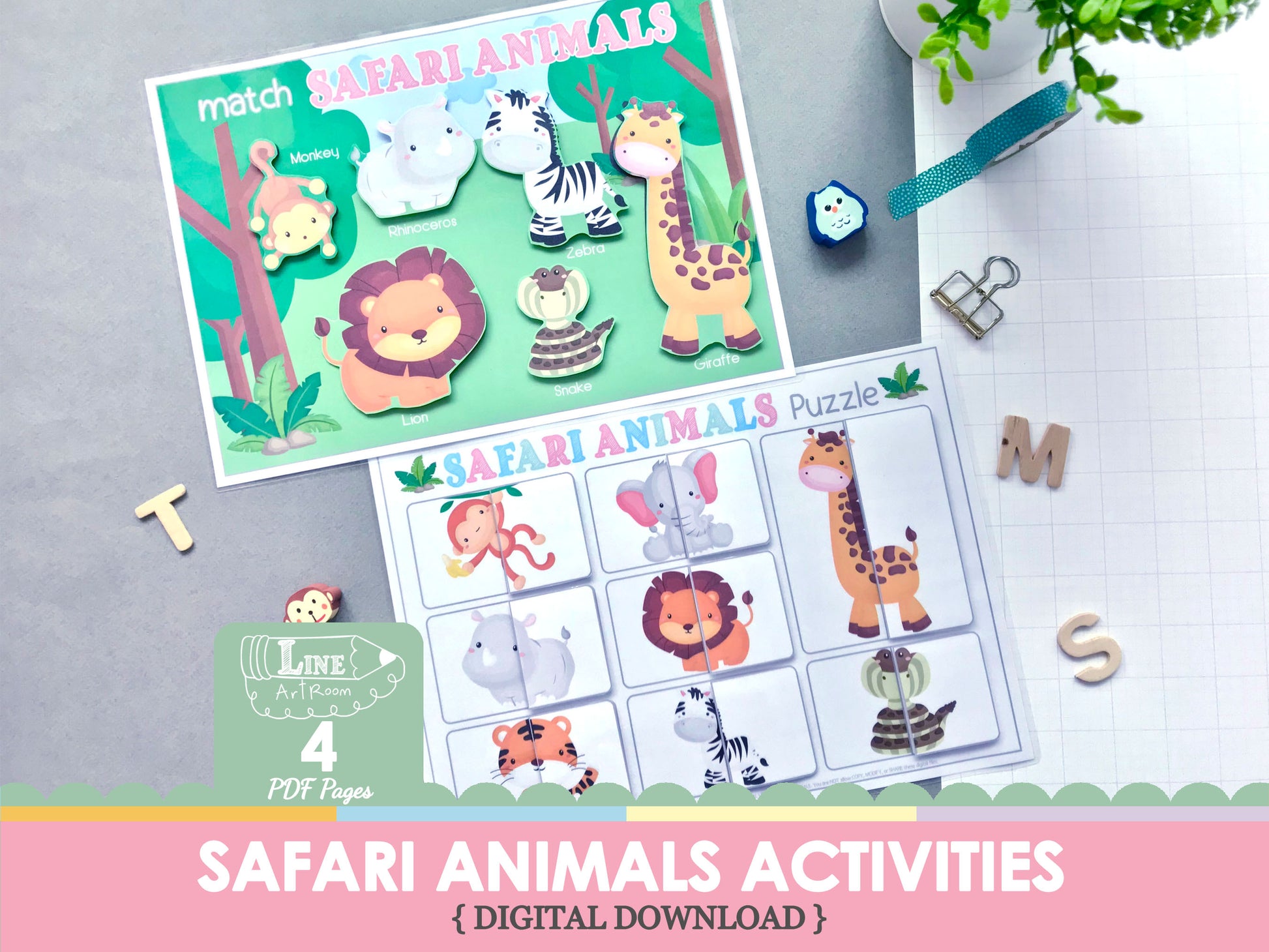 Safari Animals Matching & Puzzle Top Overview