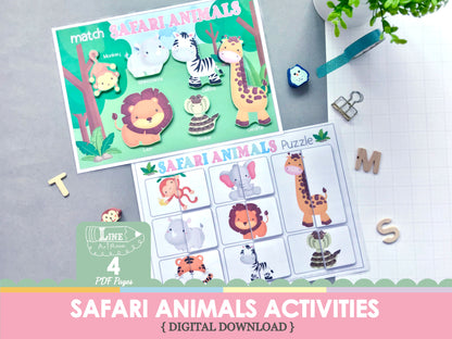 Safari Animals Matching & Puzzle Top Overview