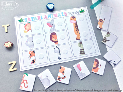 Safari Animals Matching & Puzzle Activity 2